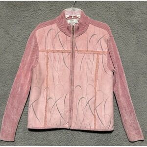 Lisa International Jacket Womens Medium Pink Faux Fur Lined Zip Up Coat Retro
